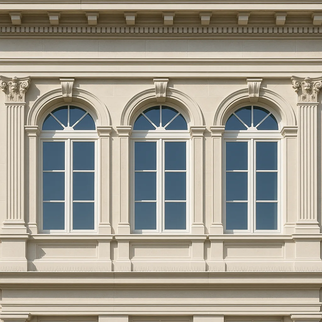 Après — Corniche et façade de bâtiment professionnel